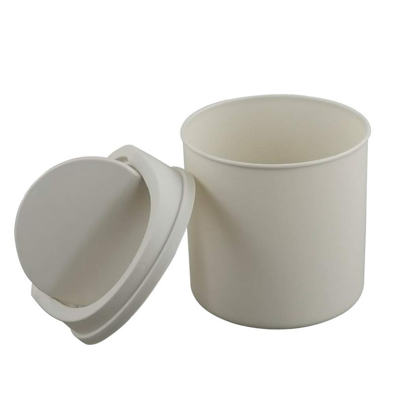 CadineUS 2 Liter Mini Desktop Trash Can with Swing Lid Tiny Garbage Can Trash Bin (White) - Image 1